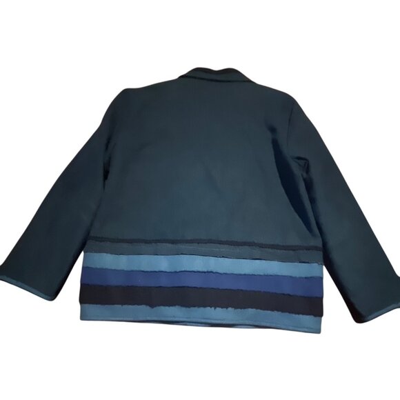 Parsley & Sage Boho Womens Floral Embroidered Jacket L Blue Cotton Wool Blend - Picture 8 of 9